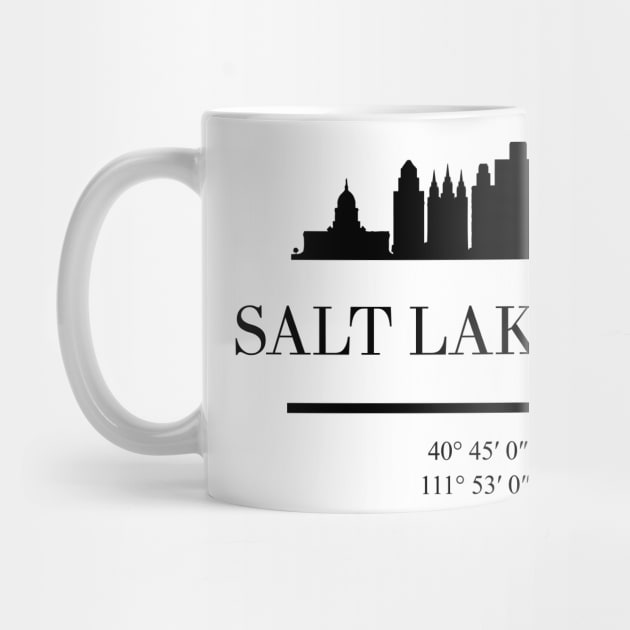 SALT LAKE CITY UTAH BLACK SILHOUETTE SKYLINE ART by deificusArt